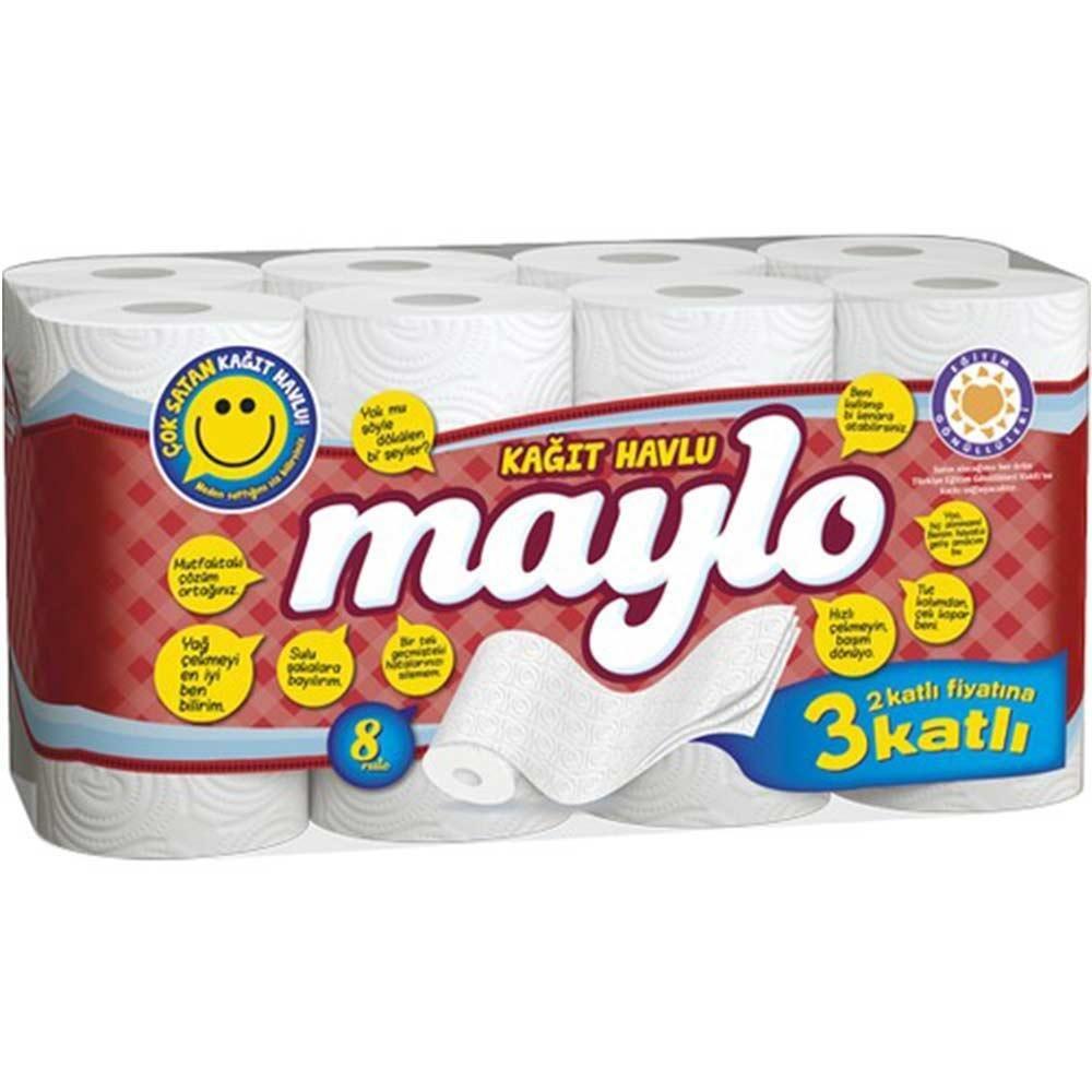 MAYLO 3 KATLI RULO HAVLU PKT3 LÜ*8 Lİ